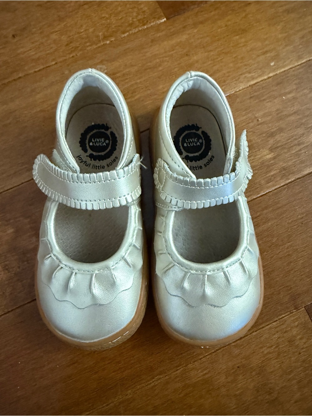 Livie & Luca Metallic Champagne Mary Jane Toddler Shoes